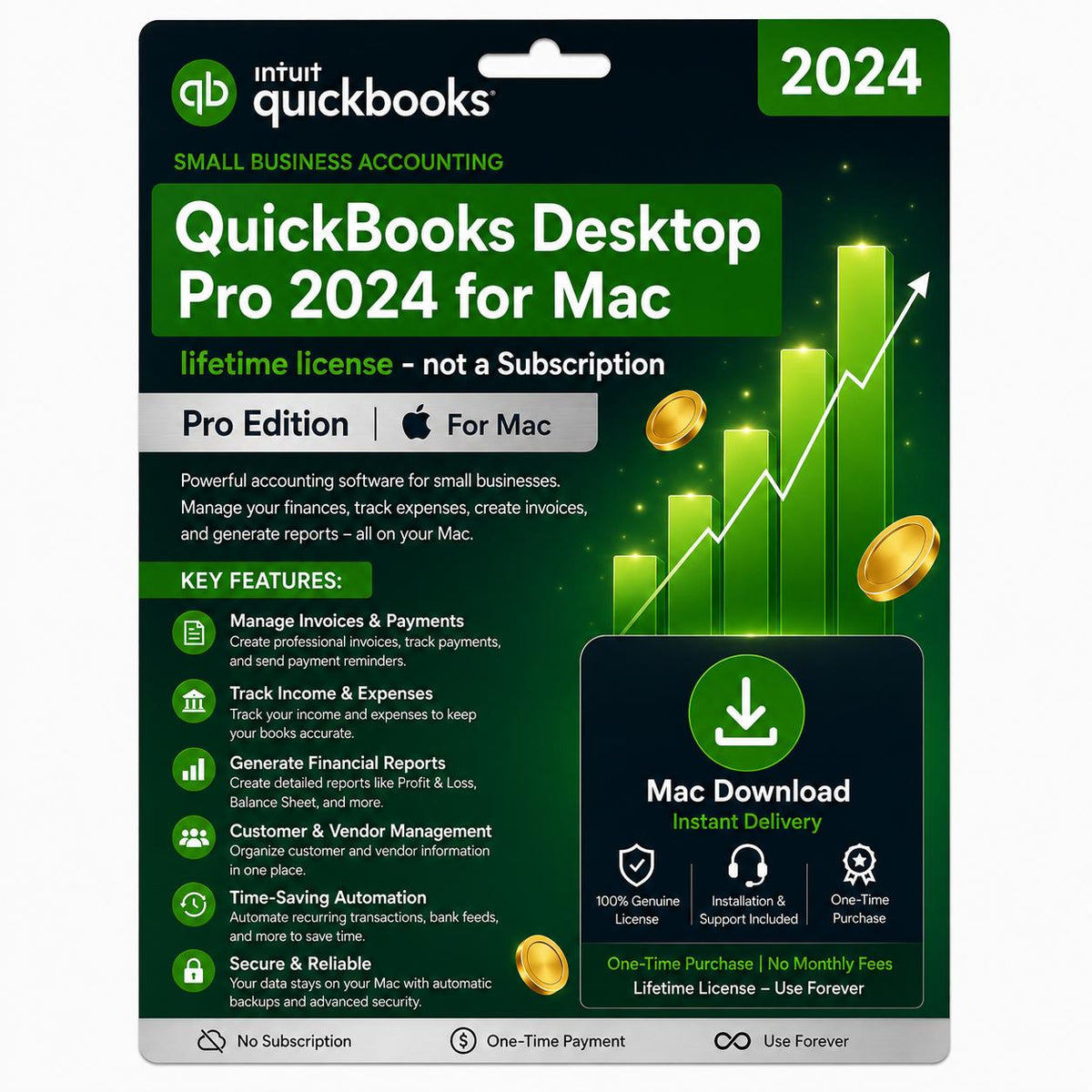 QuickBooks Desktop Pro 2024 For mac – lifetime license - not a Subscription