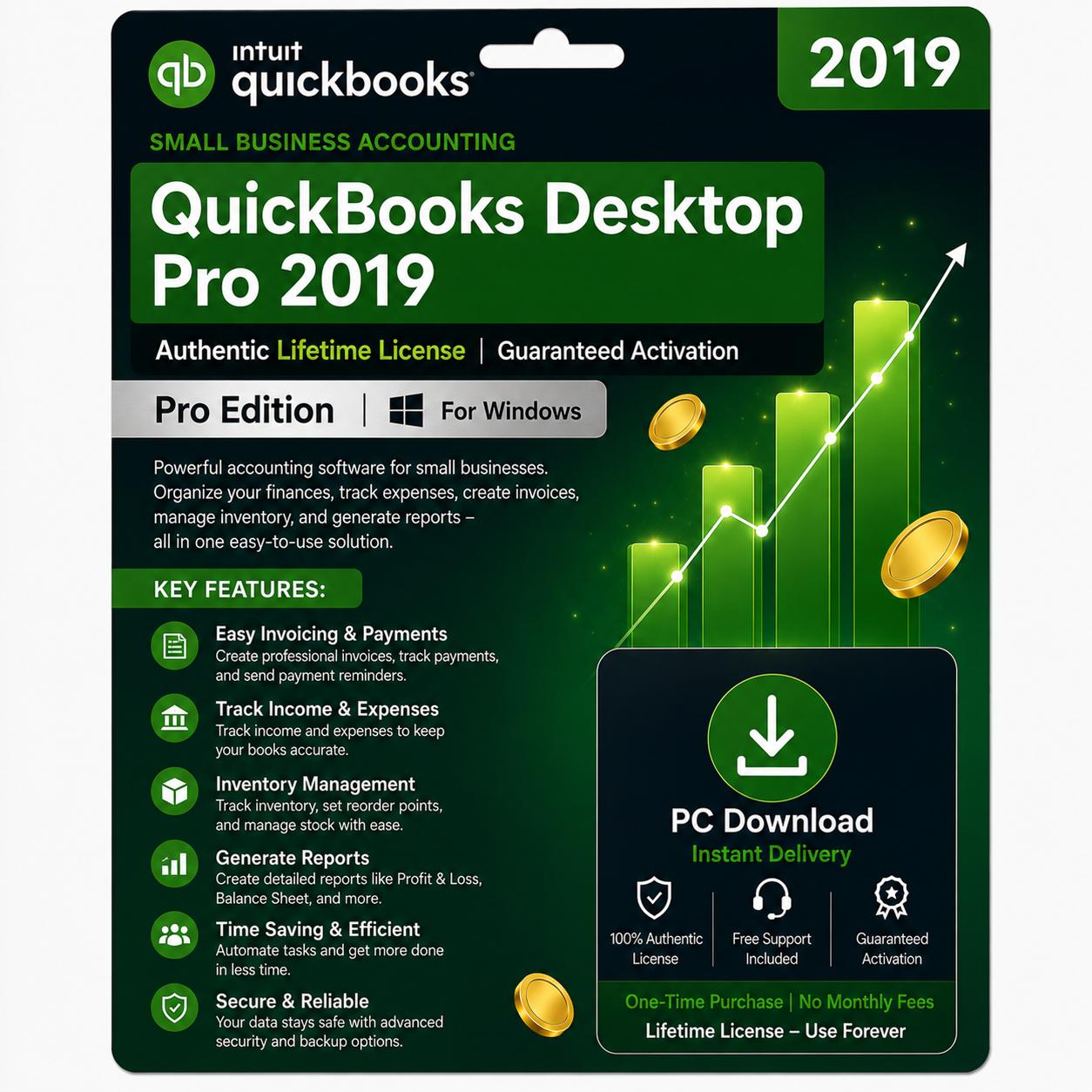 QuickBooks Desktop Pro 2019 – Authentic Lifetime License | Guaranteed Activation