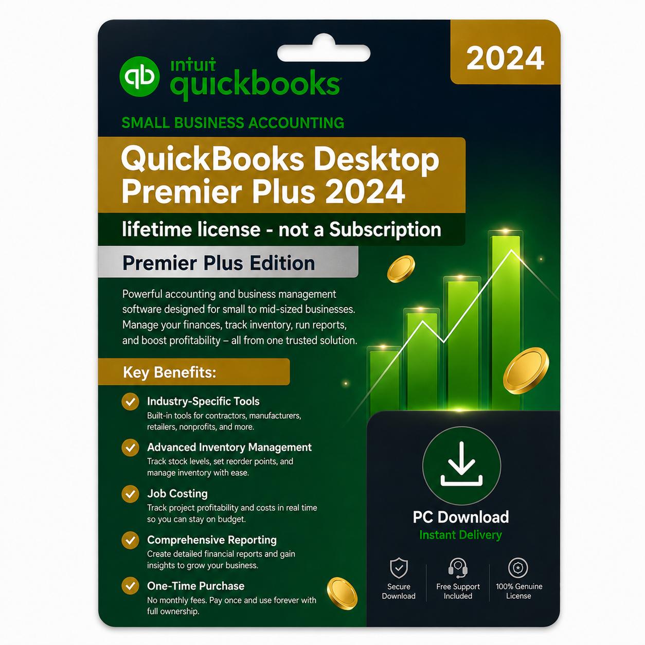 Quickbooks desktop Pro 2024 for windows – lifetime license - not a Subscription